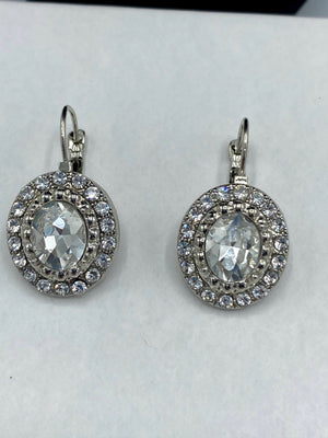 Silver Rhinestone Cross & Matching Rhinestone Earrings