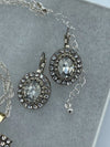Silver Rhinestone Cross & Matching Rhinestone Earrings