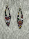 Sleek Oval Metal Black & Floral Earrings