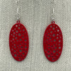Red Oval Dimpled Dangly Earrings