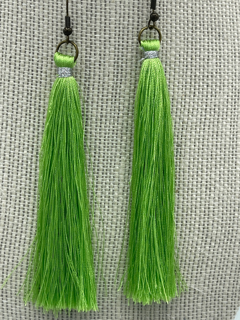 Lime Green Thread Earrings