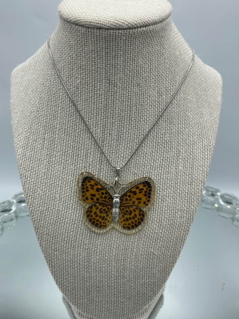 Real Butterfly Necklace & Earrings Encased in Resin