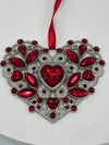 Crystal Expressions Silver Heart w/ Red Rhinestones Ornament