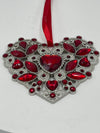 Crystal Expressions Silver Heart w/ Red Rhinestones Ornament