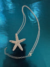 Rhinestone Starfish Pendent Necklace Set & Rhinestone Earrings