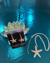 Rhinestone Starfish Pendent Necklace Set & Rhinestone Earrings