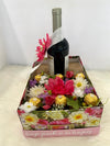 Floral Box Embellished w/2 Lg. Pink Flowers, White Daisies & Greenery...