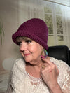 Purple Hand Crocheted Roll Rim Beanie