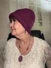 Purple Hand Crocheted Roll Rim Beanie